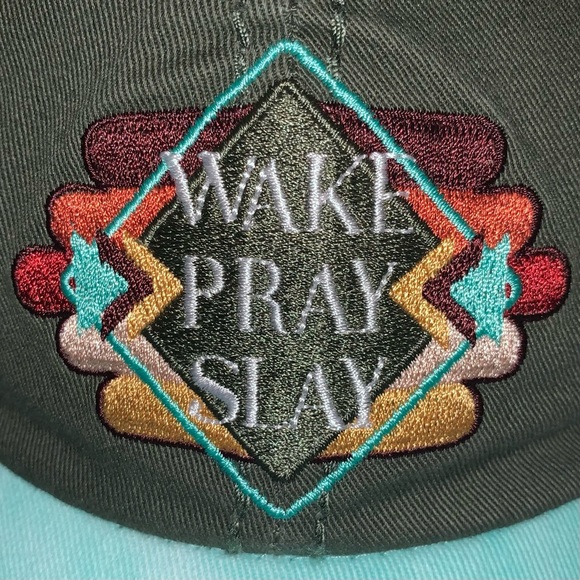 Catchfly Women's "Wake, Pray, Slay" Distressed Ponytail Baseball Hat/Cap-OS NWT - Picture 7 of 10